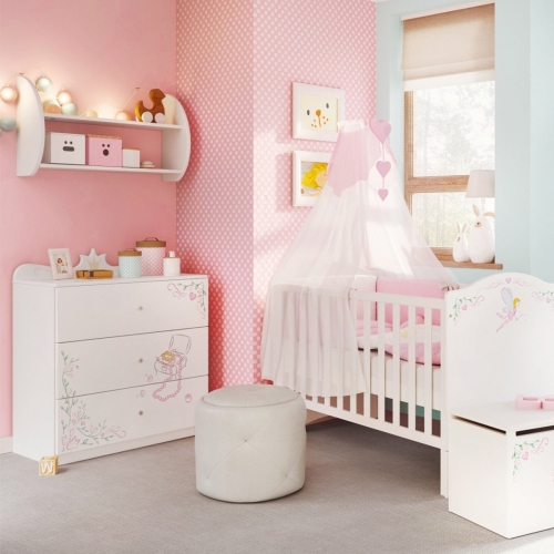 Set mobilier copii patut bebe, cufar, polite, comoda 3 sertare Magic Princess #3